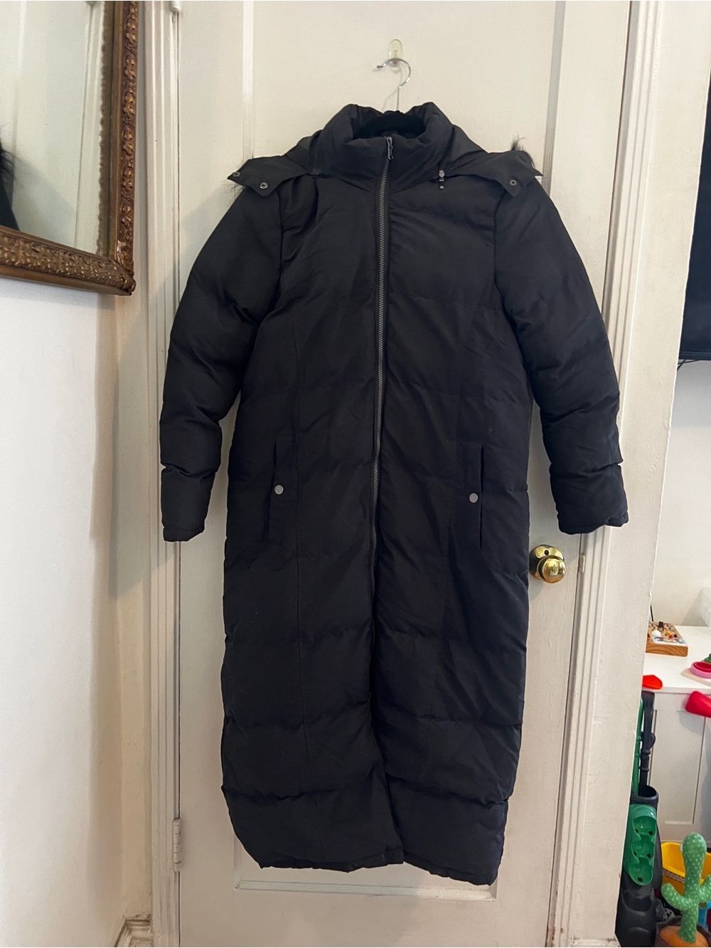 Marc New York Black Long Puffer Coat with Hood